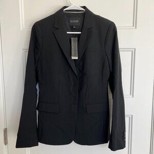 NWT Banana Republic Long and Lean Blazer Black Italian Wool Washable Size 4